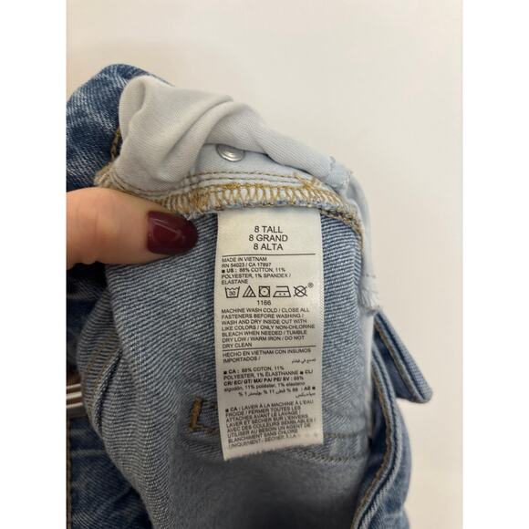 Old Navy O.G. Straight Jeans Womens 8 Tall 8T Blue Light Wash Curvy High Waisted - Picture 5 of 6